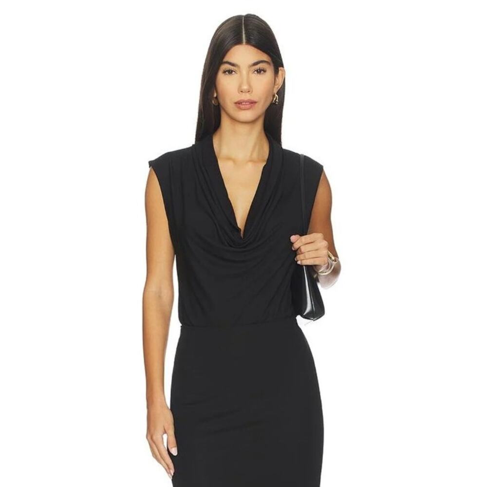 Anine Bing Jeanette Bodysuit Womens S Black NWT Black Jersey Cowl Neck Tank